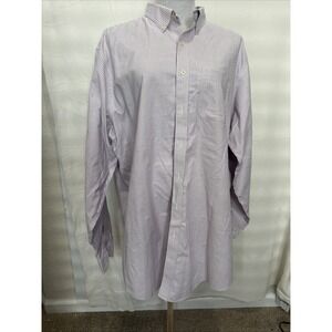 BROOKS BROTHERS Men's Purple Striped Traditional Fit Non-Iron Shirt Size 18x36